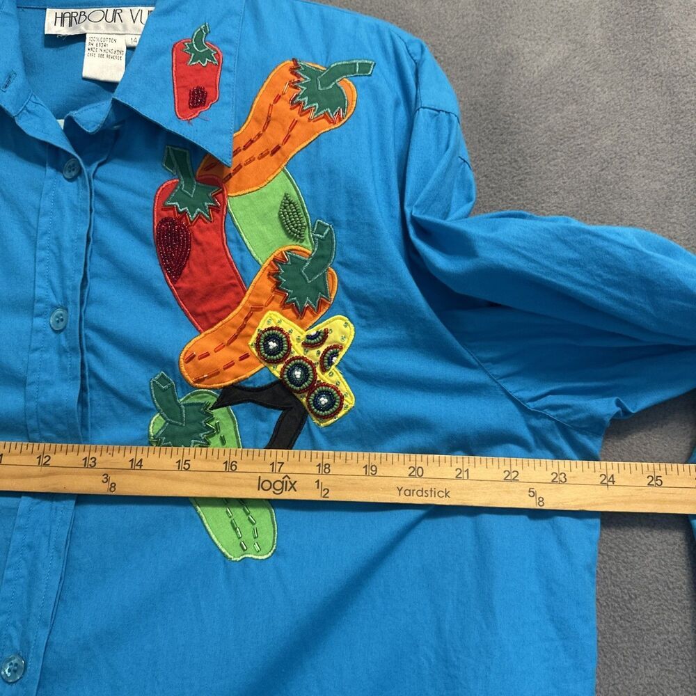 Vintage Harbour Vue Beaded‎ Pepper Button Up Shirt Womens Size 14 Western Fiesta - Picture 8 of 9